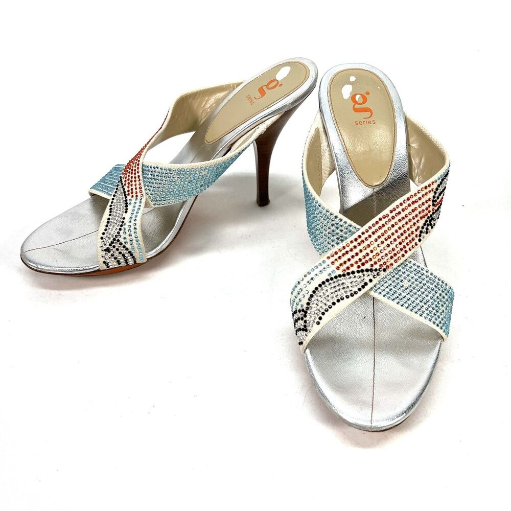 Cole Haan G Series Pump Heel Rhinestone Sandals Nikelab 4” Heel 7.5B D19325